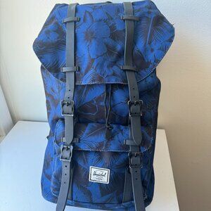 Herschel Backpack, Large Black and Blue Hawaiian Print